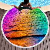 Lofaris Colorful Waves Under The Sunset Round Beach Towel
